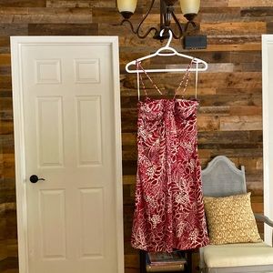 Red and white floral dress
